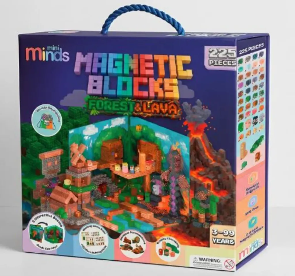 [MM-MAG-BLO-3BO-225-F&L] Magnetic Blocks 225 pcs - Forest&Lava